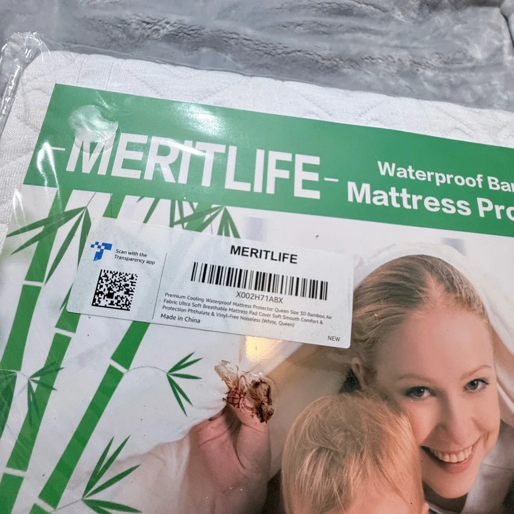 MERITLIFE Waterproof Bamboo Mattress Protector Queen Size‎ 10 Year Warranty